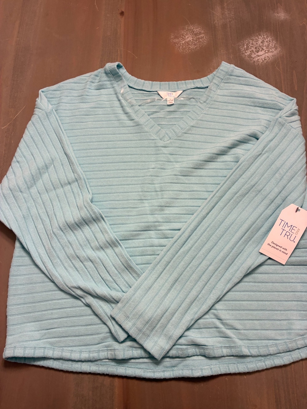 Time and Tru Mint Ribbed V-Neck Sweater Women’s XL. NWT